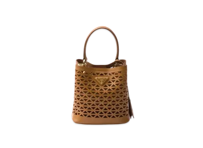 PRADA Panier Leather Mini Bag with Cut-Out Motif "Caramel"