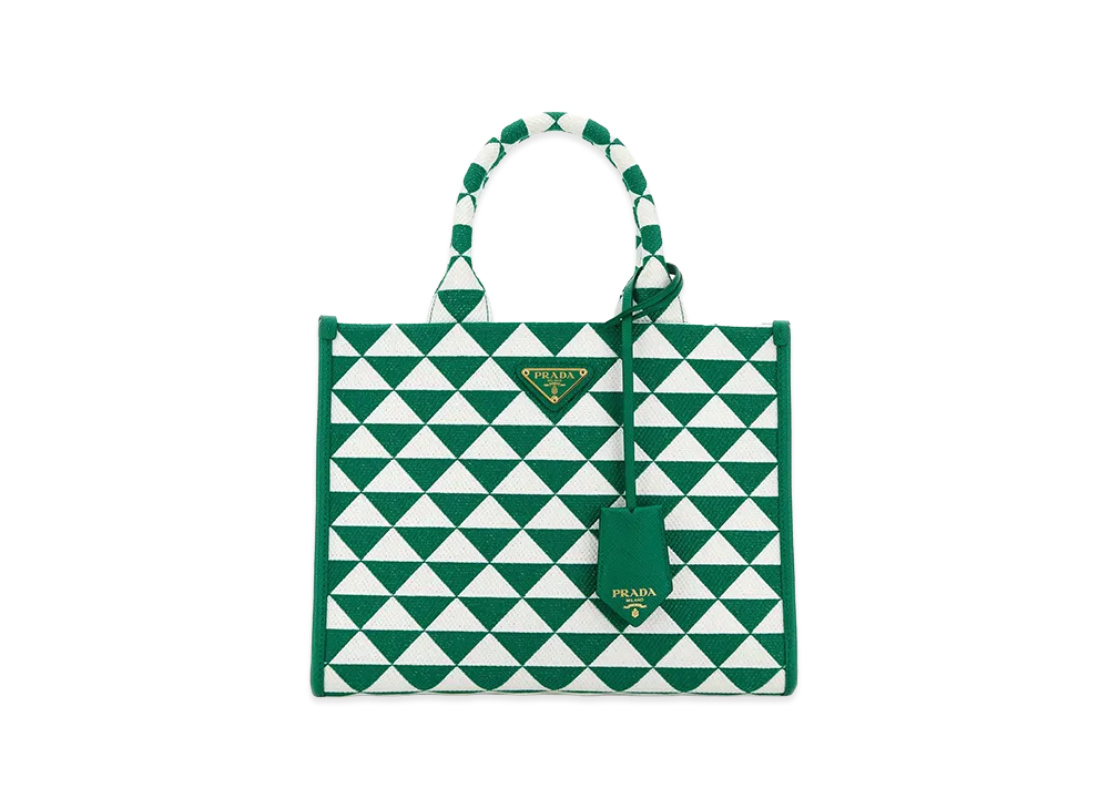 PRADA Women's Embroidefabric Small Symbole Shopping Bag "Printed"