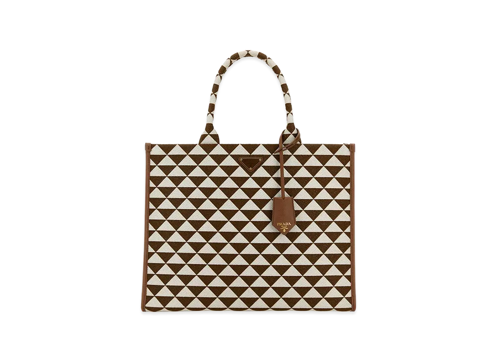 PRADA Women's Embroidefabric Large Symbole Shopping Bag "Printed"