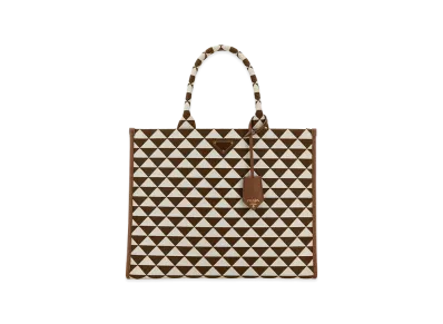 PRADA Women's Embroidefabric Large Symbole Shopping Bag "Printed"