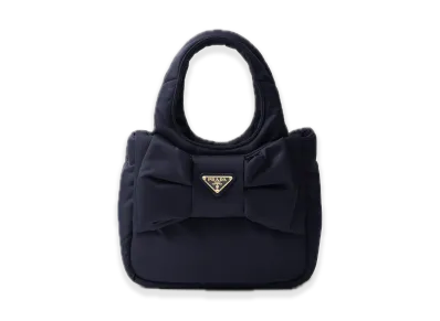 PRADA Padded Re-Nylon Mini Bag with Bow "Navy"