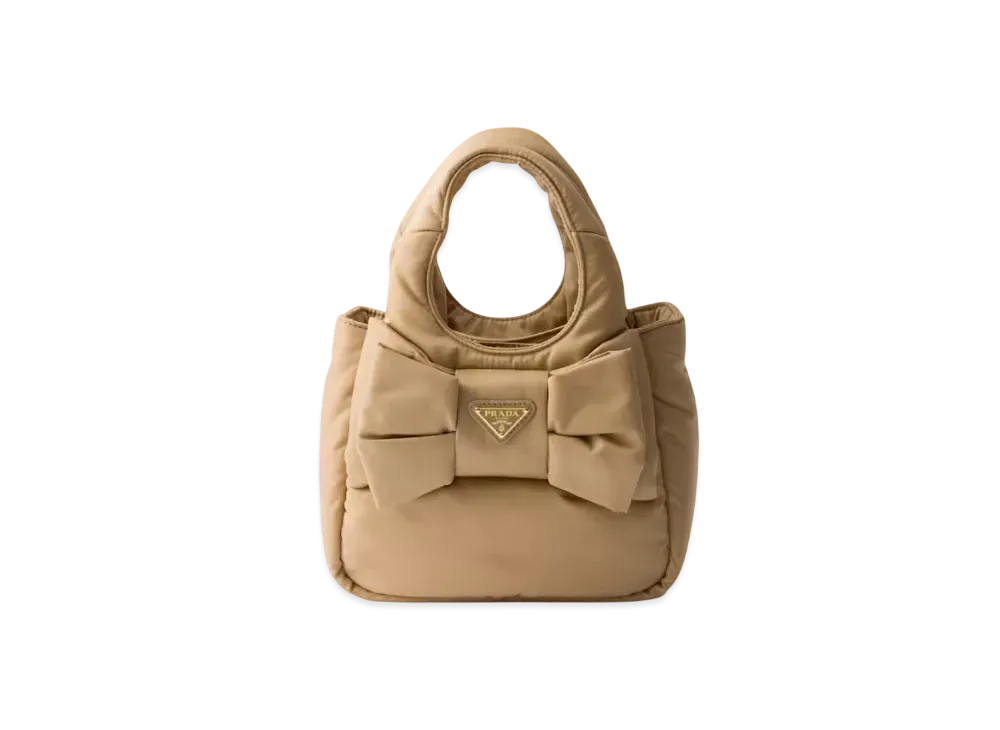 PRADA Padded Re-Nylon Mini-Bag with Bow "Beige"