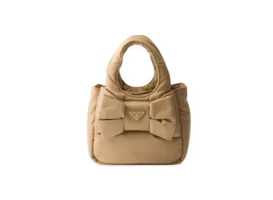 PRADA Padded Re-Nylon Mini-Bag with Bow "Beige"