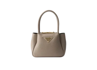 PRADA Flou Leather Mini Handbag "Light Gray"