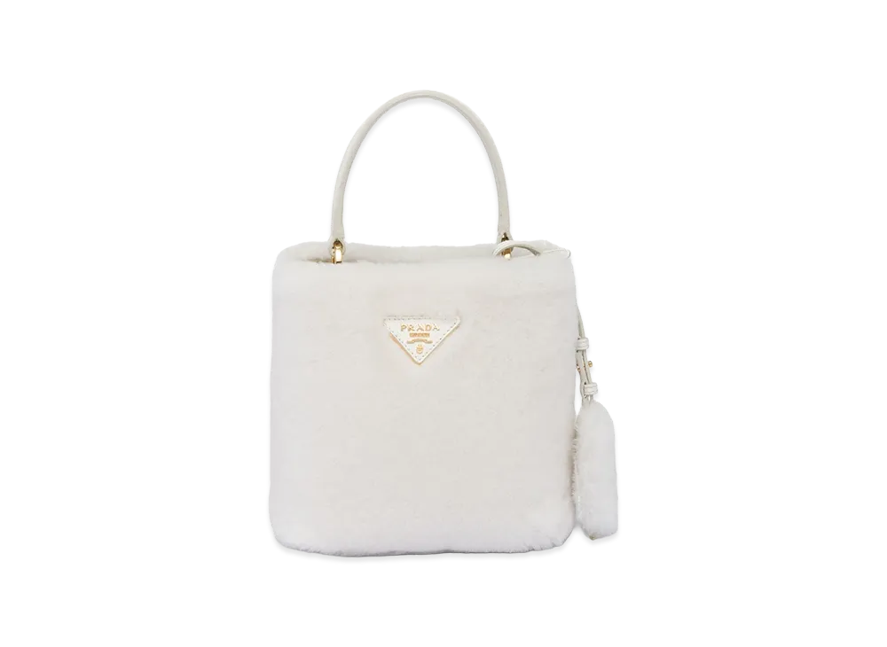 PRADA Panier Shearling Mini Bag "White"