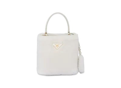 PRADA Panier Shearling Mini Bag "White"