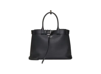 PRADA Women's Leather Buckle Large Handbag "Black"