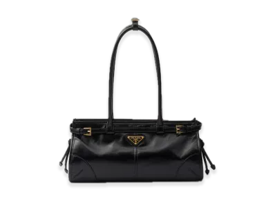 PRADA Bonnie Medium Leather Handbag "Black"