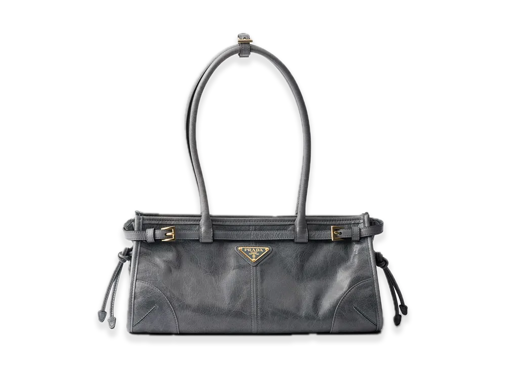 PRADA Bonnie Medium Leather Handbag "Blue"