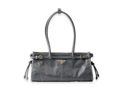 PRADA Bonnie Medium Leather Handbag "Blue"