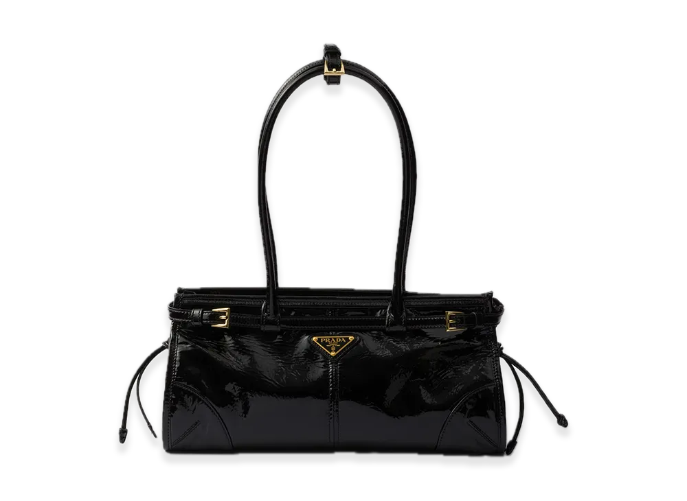 PRADA Bonnie Medium Naplak Patent Leather Handbag "Black"