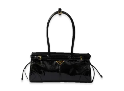 PRADA Bonnie Medium Naplak Patent Leather Handbag "Black"