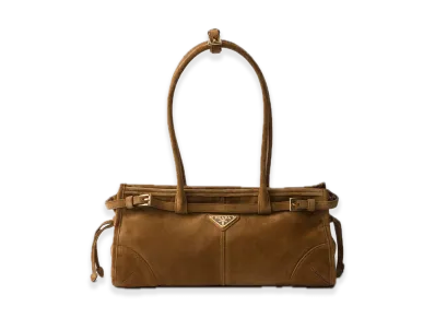 PRADA Bonnie Medium Suede Handbag "Brown"