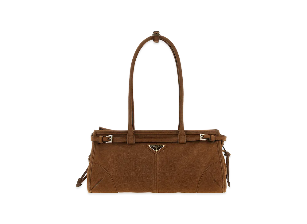 PRADA Wonen's Nabuk Bonnie Shoulder Bag "Brown"