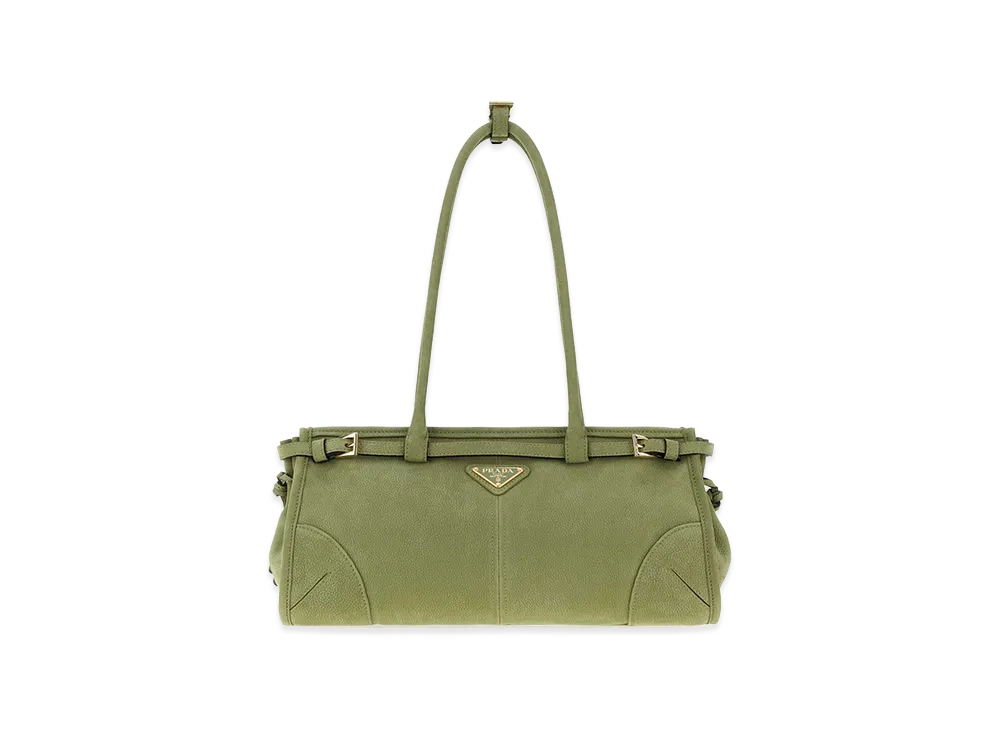 PRADA Wonen's Nabuk Bonnie Shoulder Bag "Green"