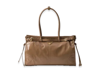 PRADA Bonnie Large Leather Handbag "Cameo Beige"