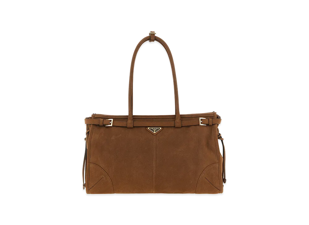 PRADA Wonen's Nabuk Large Bonnie Shopping Bag "Brown"