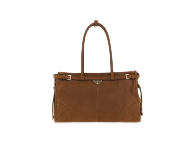 PRADA Wonen's Nabuk Large Bonnie Shopping Bag "Brown"