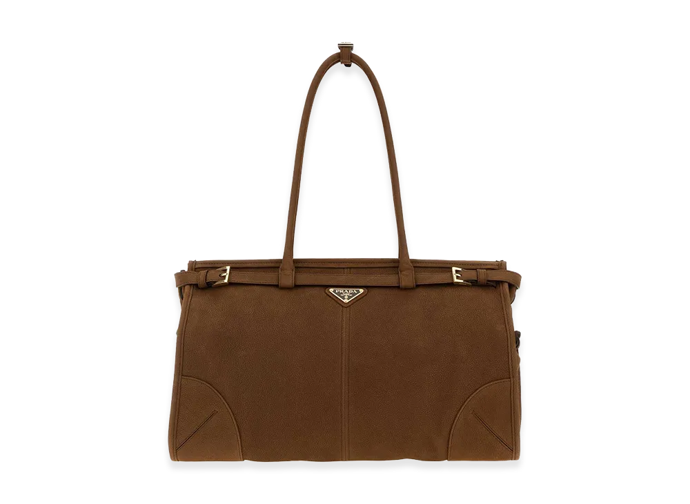 PRADA Women's Nabuk Large Bonnie Handbag "Brown"