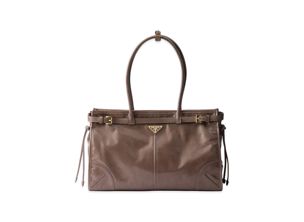 PRADA Bonnie Large Leather Handbag "Clay"