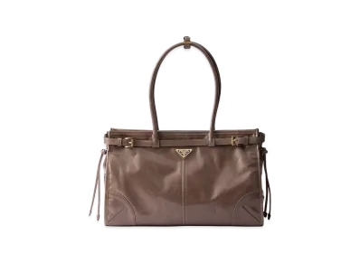 PRADA Bonnie Large Leather Handbag "Clay"