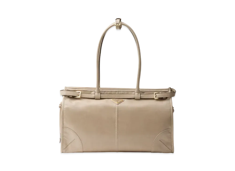 PRADA Large Leather Handbag "Travertine"