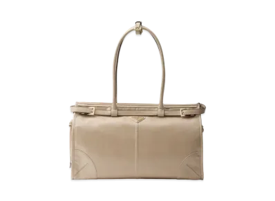 PRADA Large Leather Handbag "Travertine"