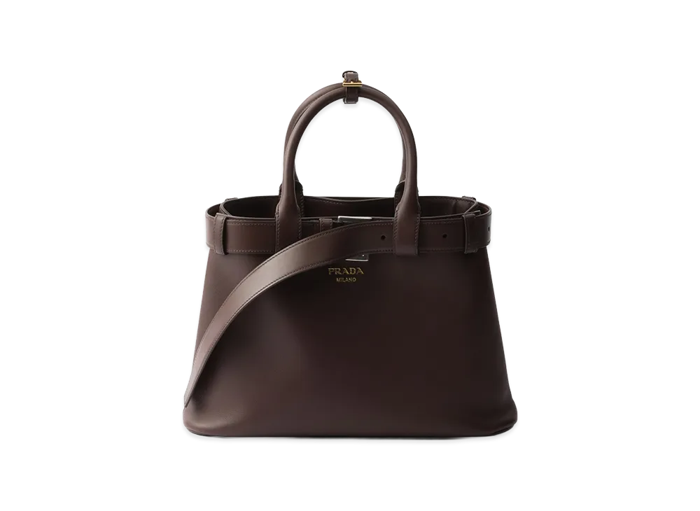 PRADA Buckle Small Belted Leather Handbag "Briarwood"