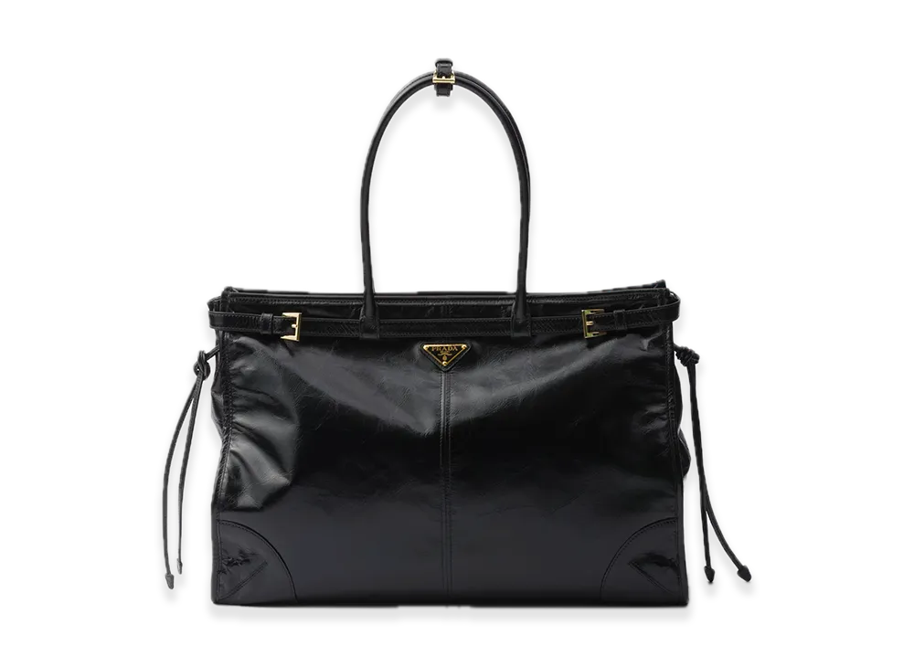 PRADA Bonnie Extra-Large Leather Handbag "Black"