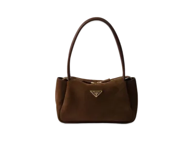 PRADA Medium Suede Shoulder Bag "Dark Brown"