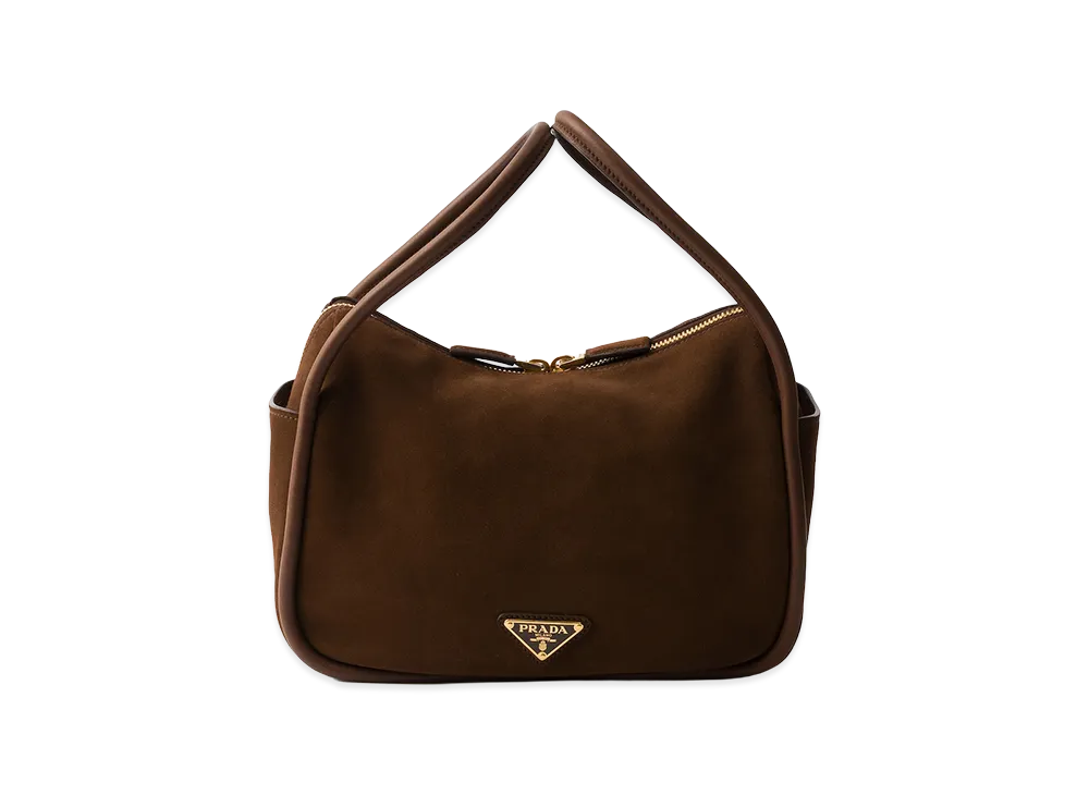 PRADA Darlin Suede Handbag "Cocoa Brown"