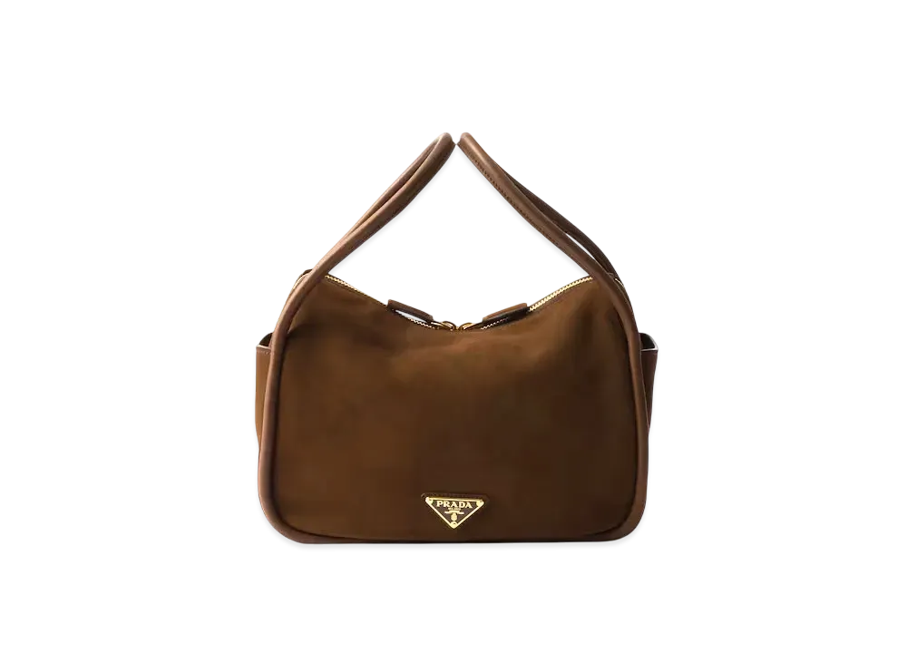 PRADA Suede Hand Bag "Dark Brown"