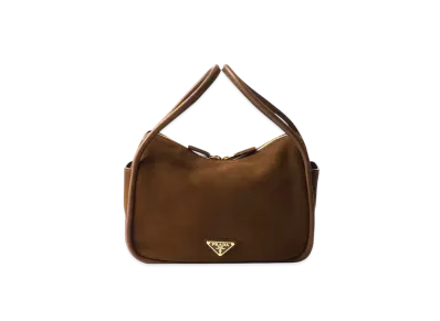 PRADA Suede Hand Bag "Dark Brown"