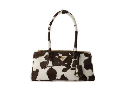 PRADA Galleria Medium Printed Leather Bag "White/Dark Brown"