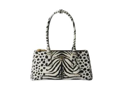 PRADA Galleria Medium Printed Saffiano Leather Bag "White/Black"