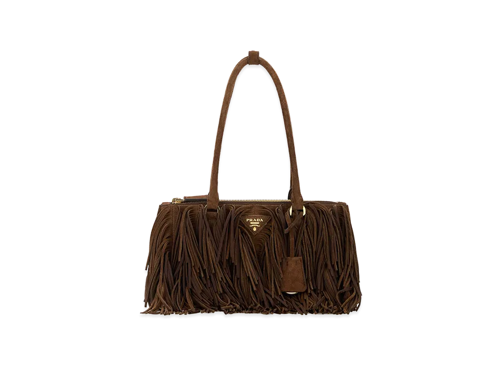 PRADA Women's Suede Shoulder Bag "Brown"
