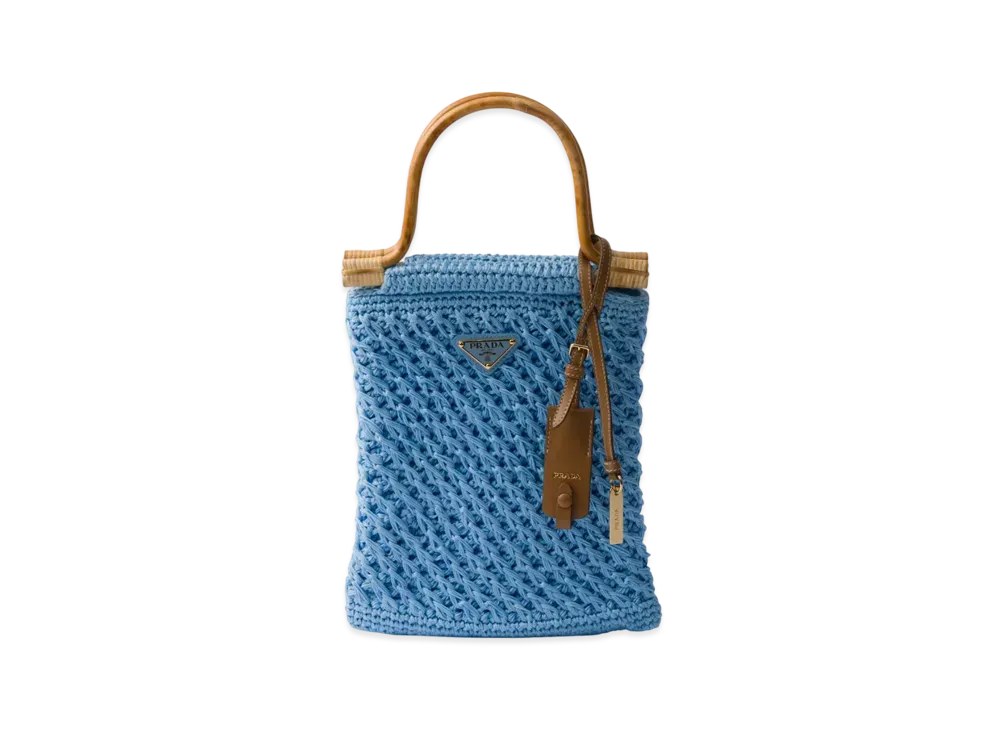 【PRADA】コットンクロシェ ミニハンドバッグ★ライトブルー Light Blue Cotton crochet mini-handbag | PRADA