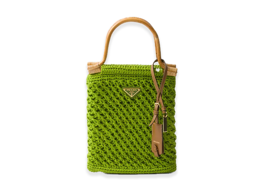 PRADA Cotton Crochet Mini Handbag "Light Green"