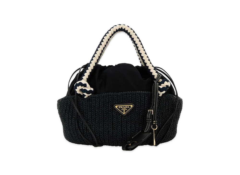 PRADA Women's Raffia Small Handbag "Black"