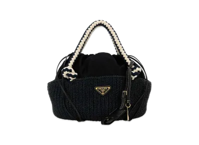 PRADA Women's Raffia Small Handbag "Black"
