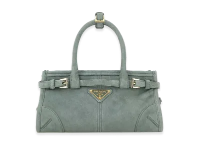 PRADA Women's Suede Mini Bonnie Handbag "Sea Green"
