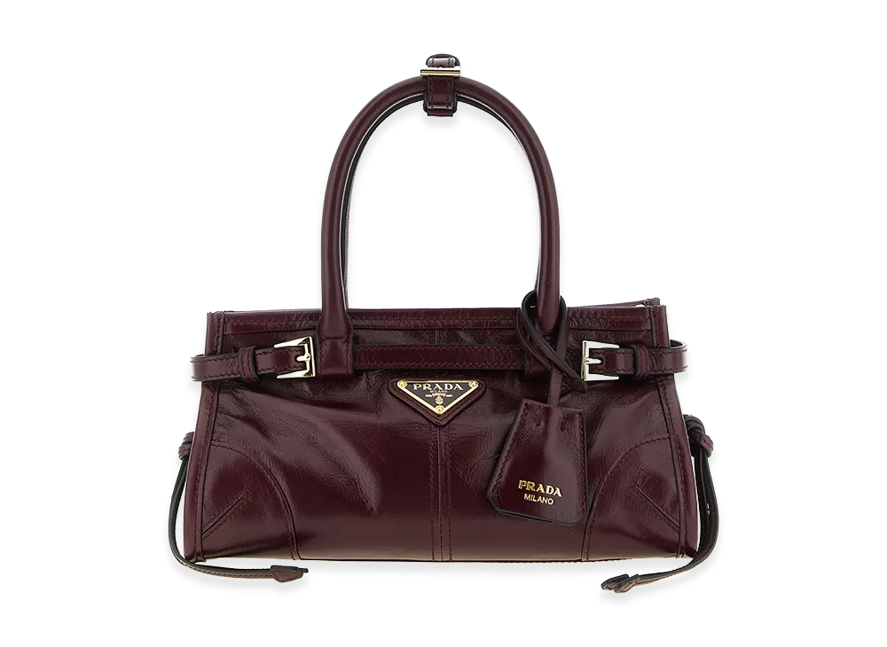 PRADA Women's Bonnie Mini Leather Handbag "Bordeaux"