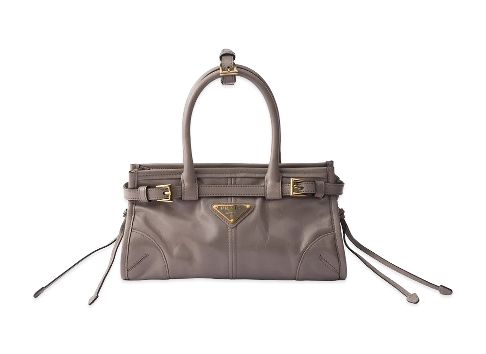 PRADA Bonnie Leather Mini Handbag "Pewter Grey"