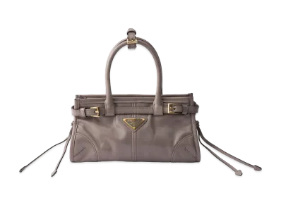 PRADA Bonnie Leather Mini Handbag "Pewter Grey"