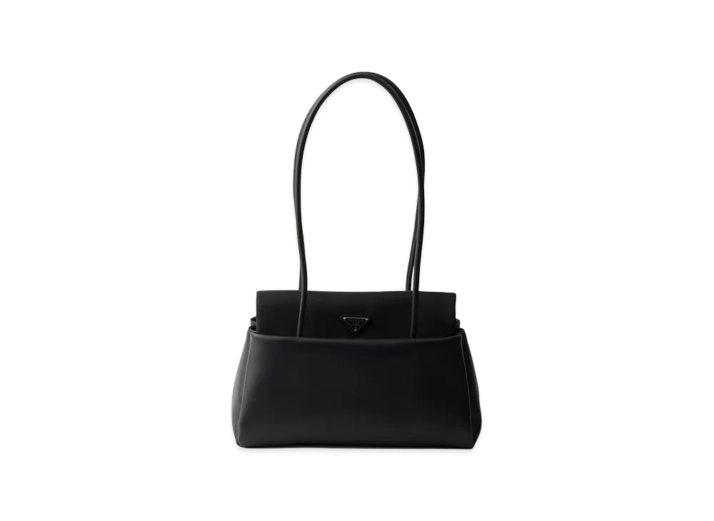 PRADA Passage Medium Leather Bag with Re-Nylon Flap "Black"