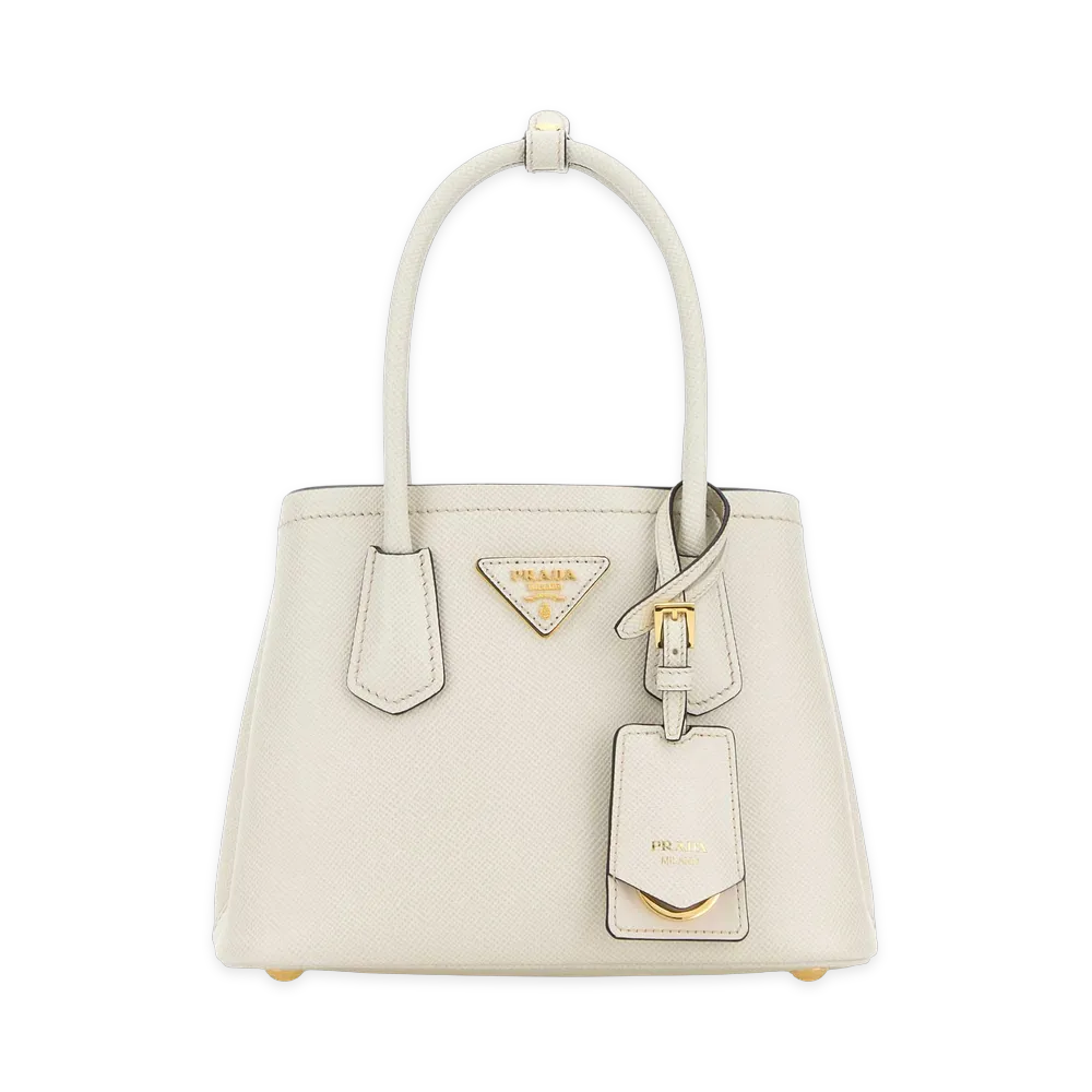 PRADA Women's Leather Mini Double Handbag "Chalk White"