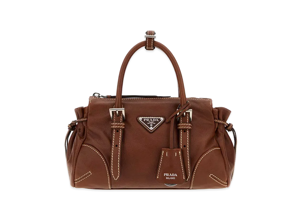 PRADA Women's Leather Small Karin Handbag "Brown"