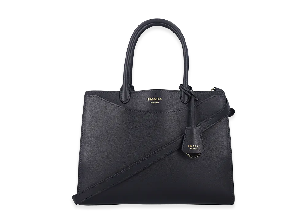 PRADA Women's Prelude Large Leather Handbag "Black"