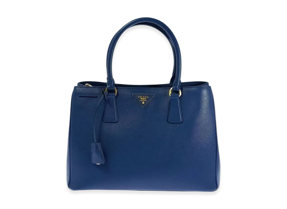 プラダ ガレリア サファイアーノレザー ハンドバッグ "ブルー"
