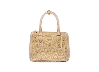 PRADA Galleria Crystal Satin Mini Bag "Platinum"